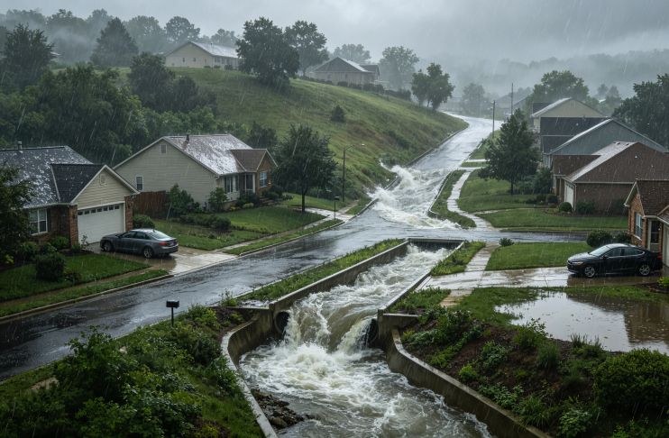 Rainy Atlanta Neighborhood